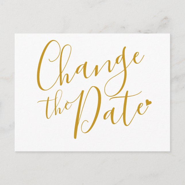 Elegant Modern Change the Date Gold Script Postcard (Front)
