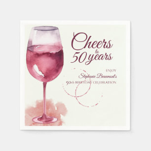 Elegant Modern Cheers Red Wine 50th Birthday Party Napkin
