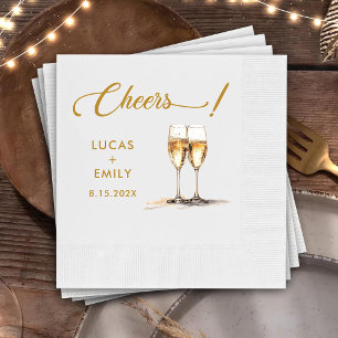 Elegant Modern Cheers Script Glasses Wedding Napkin