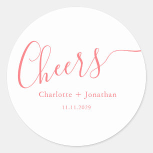Elegant modern cheers script minimalist wedding classic round sticker