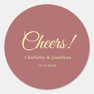 Elegant modern cheers script minimalist wedding classic round sticker