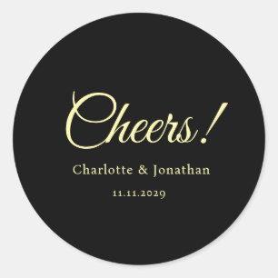 Elegant modern cheers script minimalist wedding classic round sticker