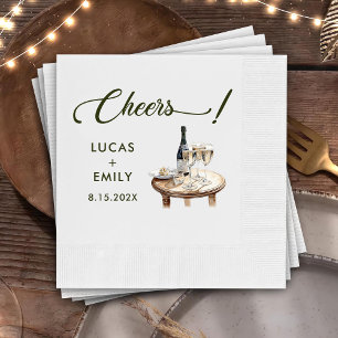 Elegant Modern Cheers Script Wine Glasses Wedding Napkin