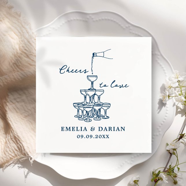 Elegant Modern Cheers to Love Minimalist Wedding Napkin (Creator Uploaded)