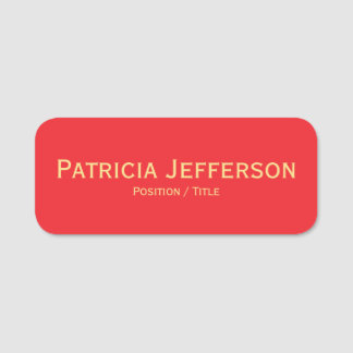 Elegant Modern Cherry Red Gold: Girly Professional Name Tag
