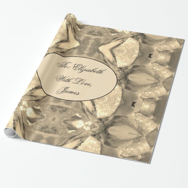 Elegant Modern Chic Abstract Art Faux Gold Sparkle Wrapping Paper (Unrolled)