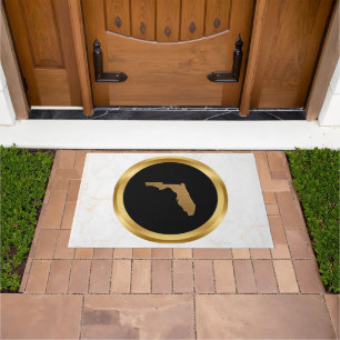 Elegant Modern Chic Black and Gold Florida Theme   Doormat