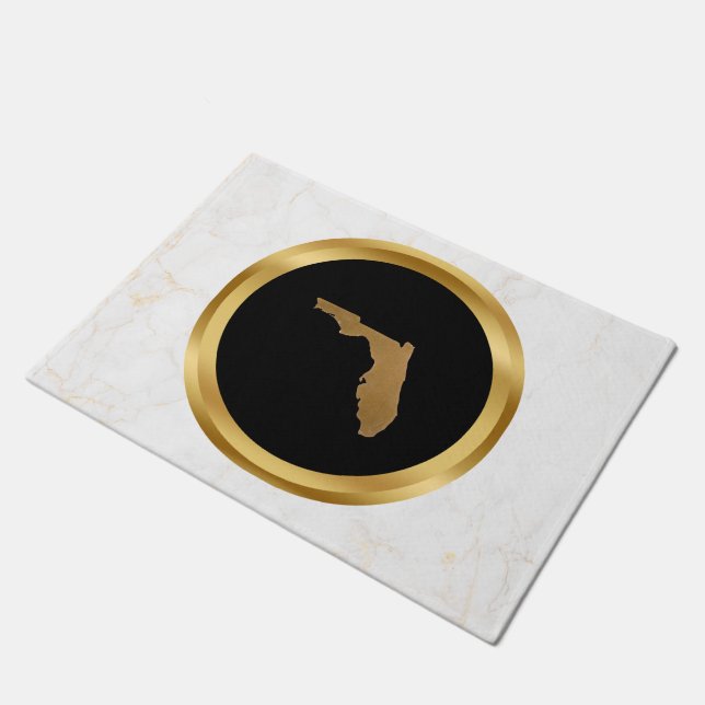 Elegant Modern Chic Black and Gold Florida Theme  Doormat (Angled)