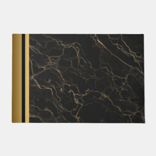 Elegant Modern Chic Black and Gold Marble Pattern Doormat