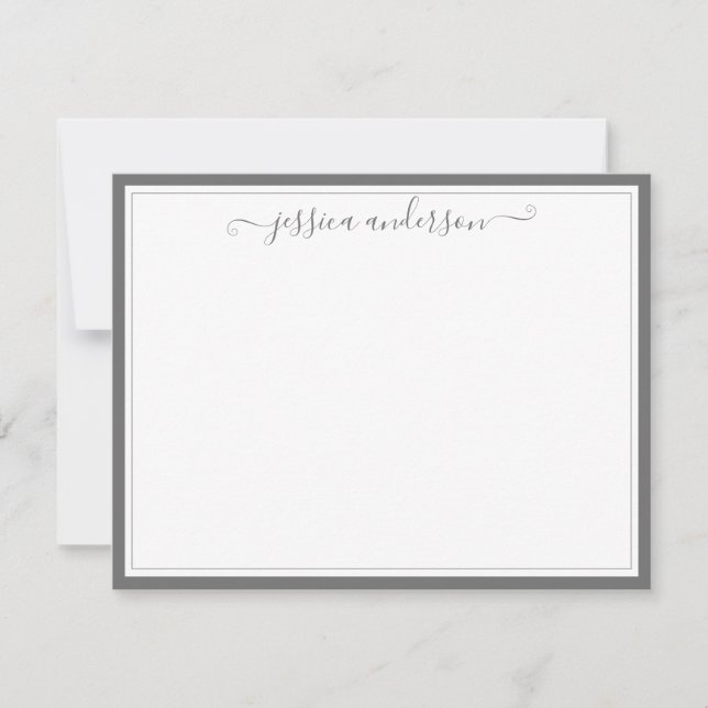 Elegant Modern Chic Girly Classic Dark Grey Script Card (Front)