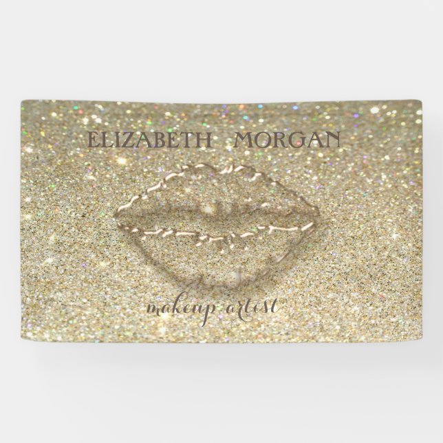 Elegant Modern Chic Glittery Bokeh,Lips Banner (Horizontal)