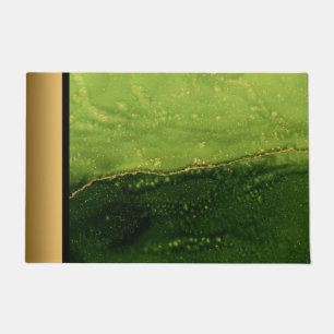 Elegant Modern Chic Green and Gold Marble Pattern Doormat