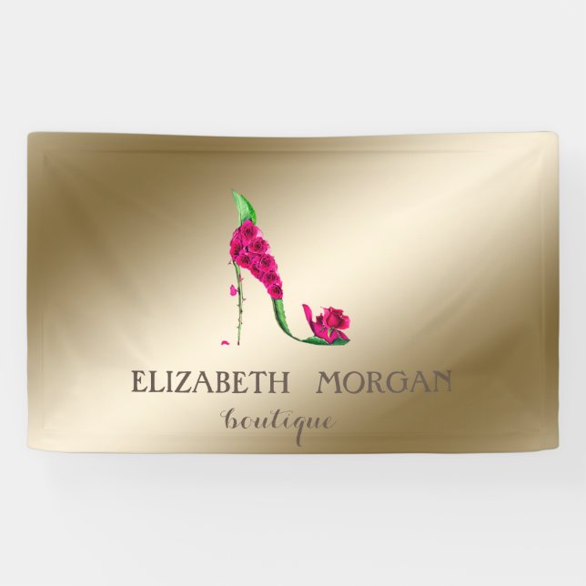 Elegant Modern Chic  ,Luminous,Flowers High Heel Banner (Horizontal)