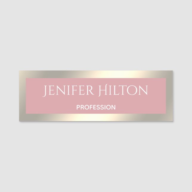 Elegant modern chic luminous shiny name tag (Front)