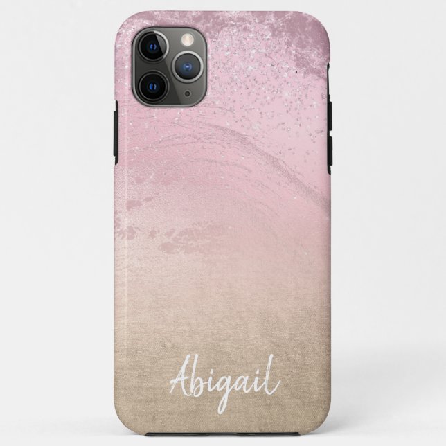 Elegant modern chic ombre rose gold glitter marble Case-Mate iPhone case (Back)