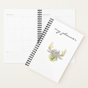 Elegant Modern Chic Pink Golden Antlers Deer #2 Planner