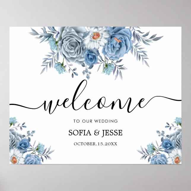 Elegant Modern Chic Poster Wedding Welcome Sign (Front)