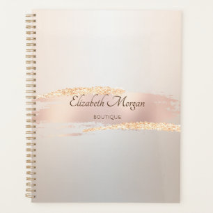Elegant Modern,Chic Rose Gold Brush Stroke Planner