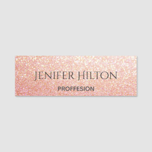 Elegant modern chic rose gold glittery name tag