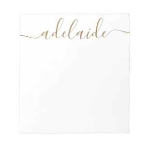 Elegant Modern Chic Script Gold White Monogram Notepad