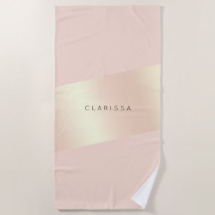 Elegant modern chick blush pink rose gold striped beach towel
