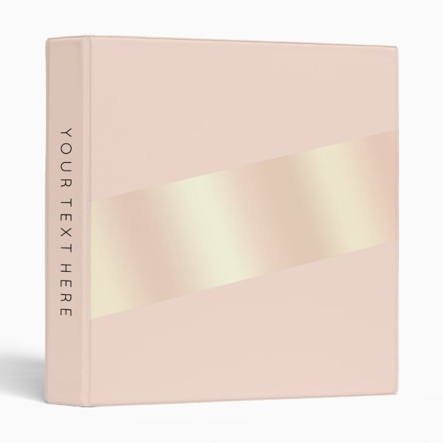 Elegant modern chick blush pink rose gold striped binder (Front/Spine)