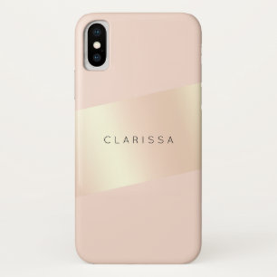 Elegant modern chick blush pink rose gold striped Case-Mate iPhone case
