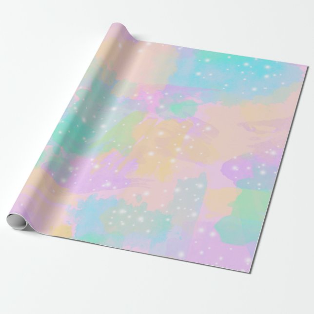Elegant modern chick colourful pastel brushstrokes wrapping paper (Unrolled)