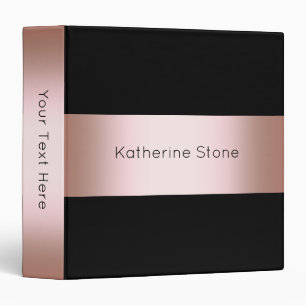 Elegant modern chick rose gold & black strip binder