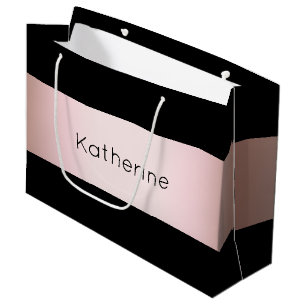Elegant modern chick rose gold & black strip large gift bag