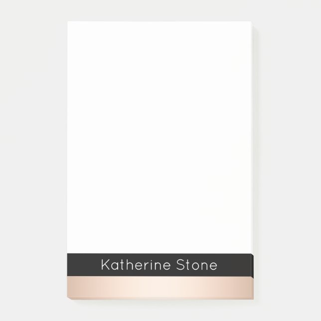 Elegant modern chick rose gold black striped post-it notes (Front)