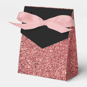 Elegant modern chick rose gold glitter black favor box
