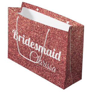 elegant modern chick rose gold glitter bridesmaid large gift bag