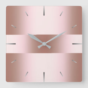 Elegant modern chick rose gold pattern square wall clock
