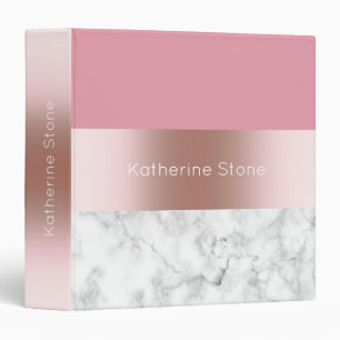 Elegant modern chick rose gold pink marble binder