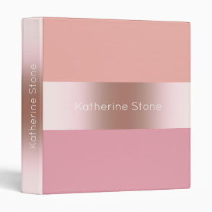 Elegant modern chick rose gold pink orange binder