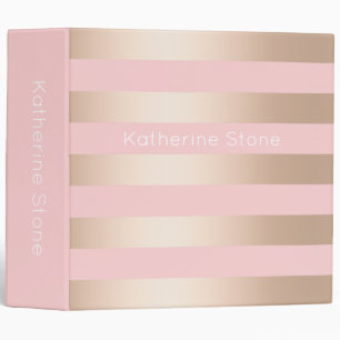 Elegant modern chick rose gold pink striped binder