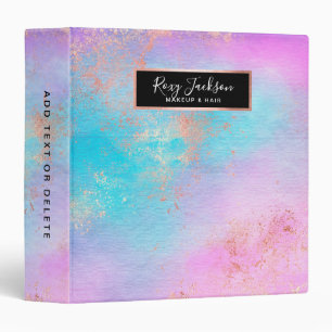 Elegant modern chick rose gold watercolor colorful binder