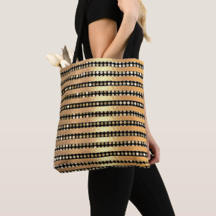 Elegant modern chick Stylish golden Black stripes Tote Bag
