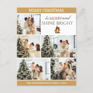 Elegant Modern Christmas Family Photo Collage Holiday Postcard