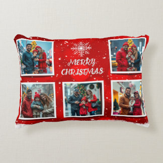 Elegant Modern Christmas Family Photo Design Accent Pillow