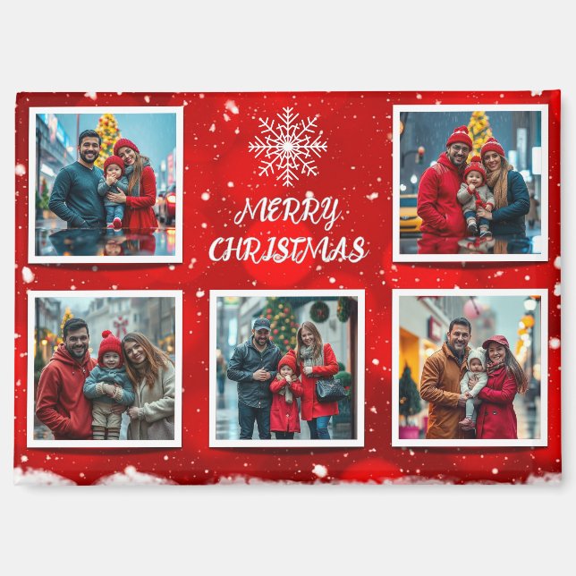 Elegant Modern Christmas Family Photo Design Magnet (Front)