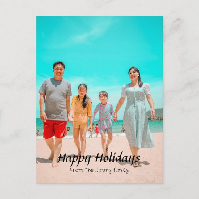  Elegant Modern Christmas holidays Script Photo  Holiday Postcard (Front)