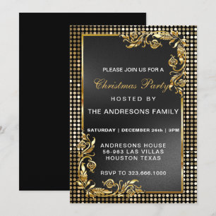 Elegant Modern Christmas party gold custom Invita Invitation