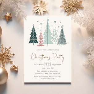 Elegant Modern Christmas Party with Festive Trees Invitation