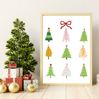 Elegant Modern Christmas Tree Art Print 