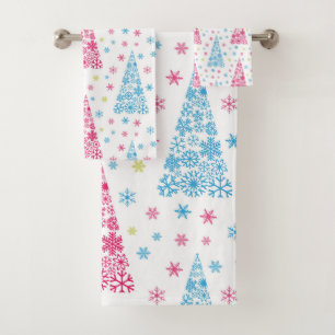 Elegant Modern Christmas tree Bath Towel Set
