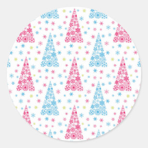 Elegant Modern Christmas tree Classic Round Sticker