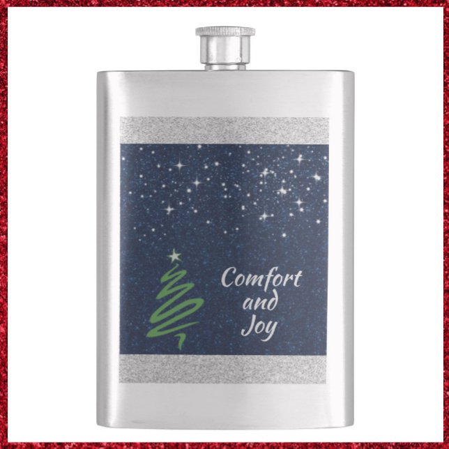 Elegant Modern Christmas Tree Glitter Hip Flask (Creator Uploaded)