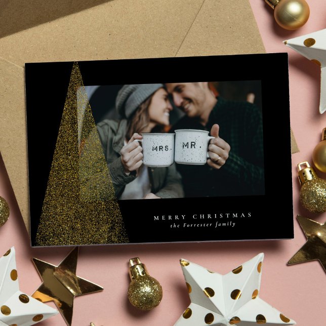 Elegant modern Christmas tree holiday photo card (Creator Uploaded)